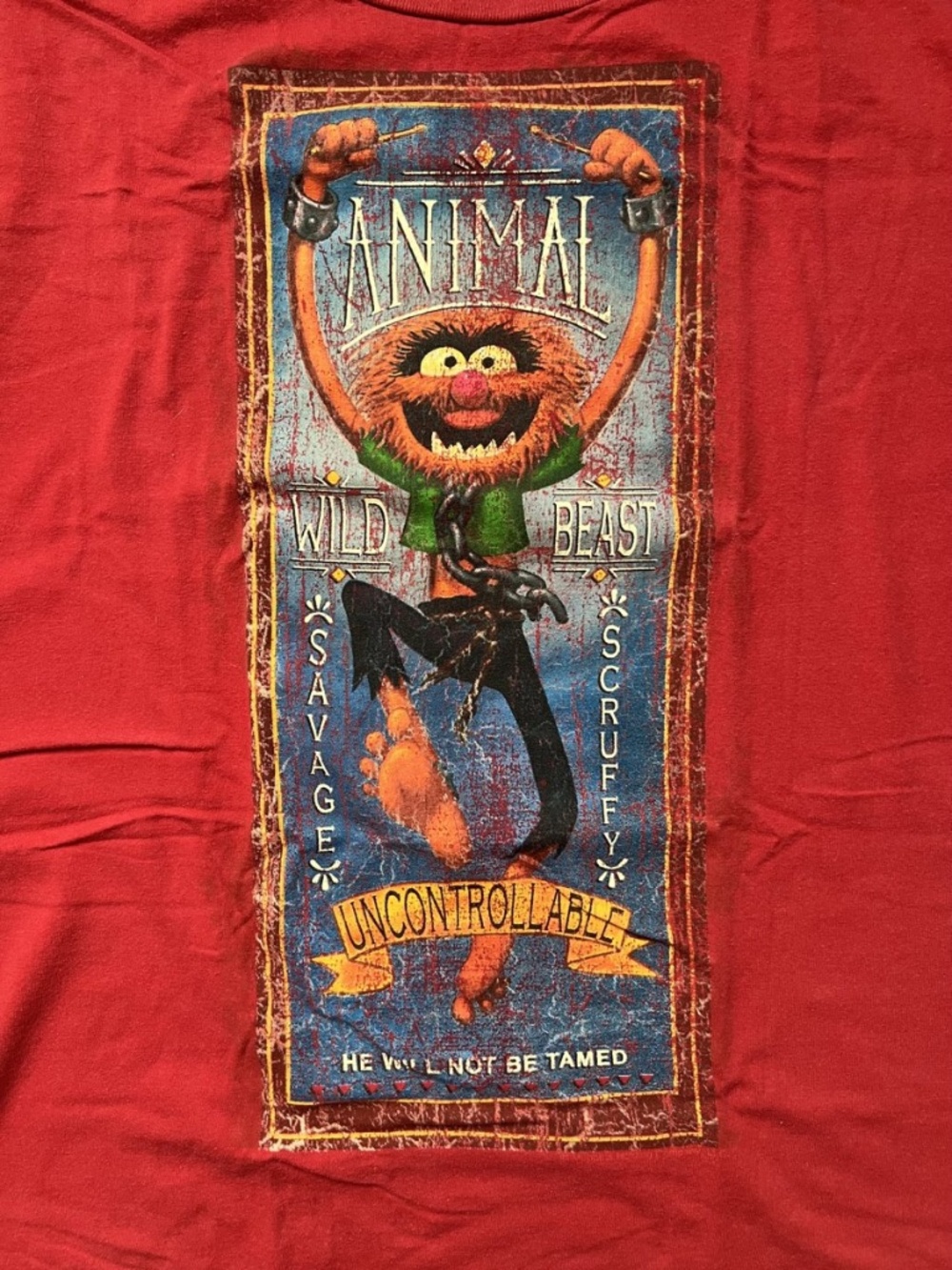 Disney Muppets ANIMAL **Uncontrollable - Wild Beast**  Red  T-Shirt  Mens  Large